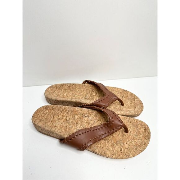Jack Rogers Sandals Womens Size 6 Brown Leather Thelma Flip Flop - Picture 1 of 11